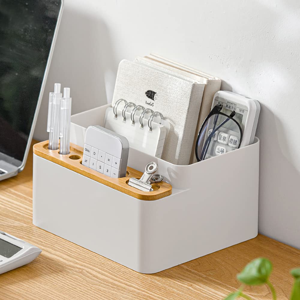 Poeland Desktop Storage Box Pencil Pen Holder Makeup Brushes Organizer For Office Supplies, Vanity Table, Home