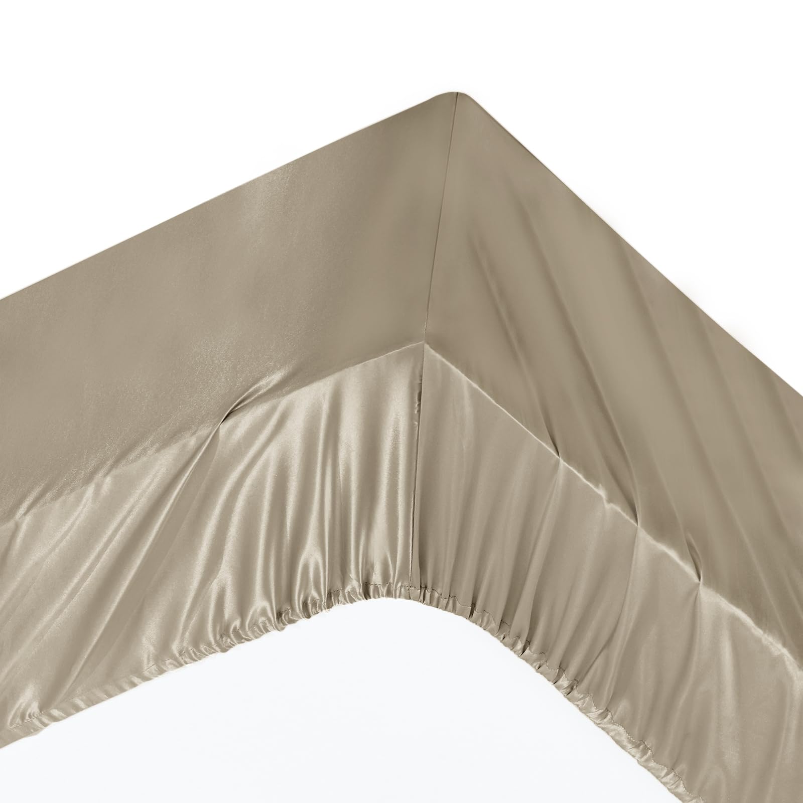 Ersmak 7 Pieces Satin Sheets Set King Size, Luxury Silky Sand Satin Bed Sheets Set With 1 Deep Pocket Fitted Sheet, 1 Soft Flat