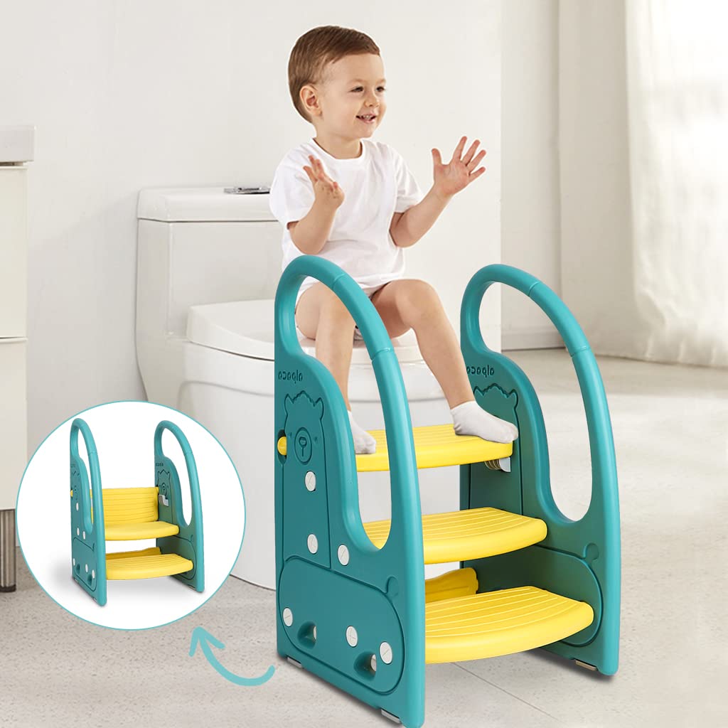 Toddler Step Stool Chair Onasti Kids 3 Step Standing Tower for Toddlers Plastic Learning Helper Stool for Kitchen Counter Bathro