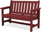 Serwall Outdoor Bench, Hdpe Outdoor Benches Weatherproof, 2-Person Garden Bench With 660 Lbs Weight Capacity, Patio Benches For Outdoors, Garden, Porch, Backyard And Park, Red