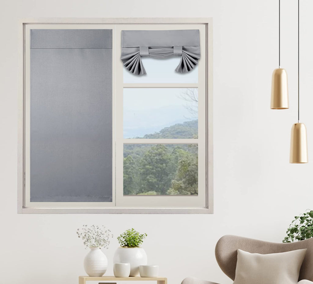 Pi Blackout Door Curtain,Privacy Tie Up Shade Thermal Insulated Small Door Curtain For Classroom/Sliding Door/Front Door 1 Panel (W34Xl40,Light Grey)