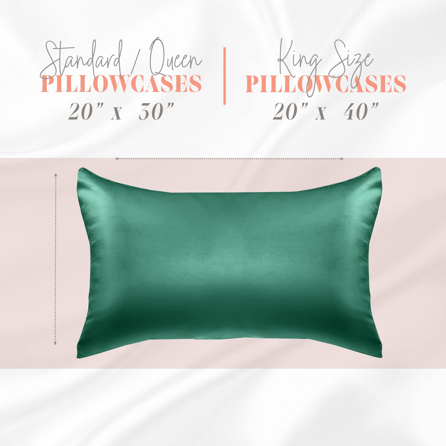 Elegant Comfort Silky And Luxurious 2-Piece Satin Pillowcase Set For Healthier Skin And Hair, Hidden Zipper Closure And Beautifully Packaged, Satin Pillowcase Set, Standard/Queen, Hunter Green