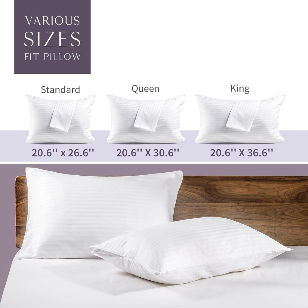 Faunna Zippered Pillow Protectors Cover Soft Comfortable Sateen 100% Long Staple Cotton Quiet And Breathable Bed Pillowcase King