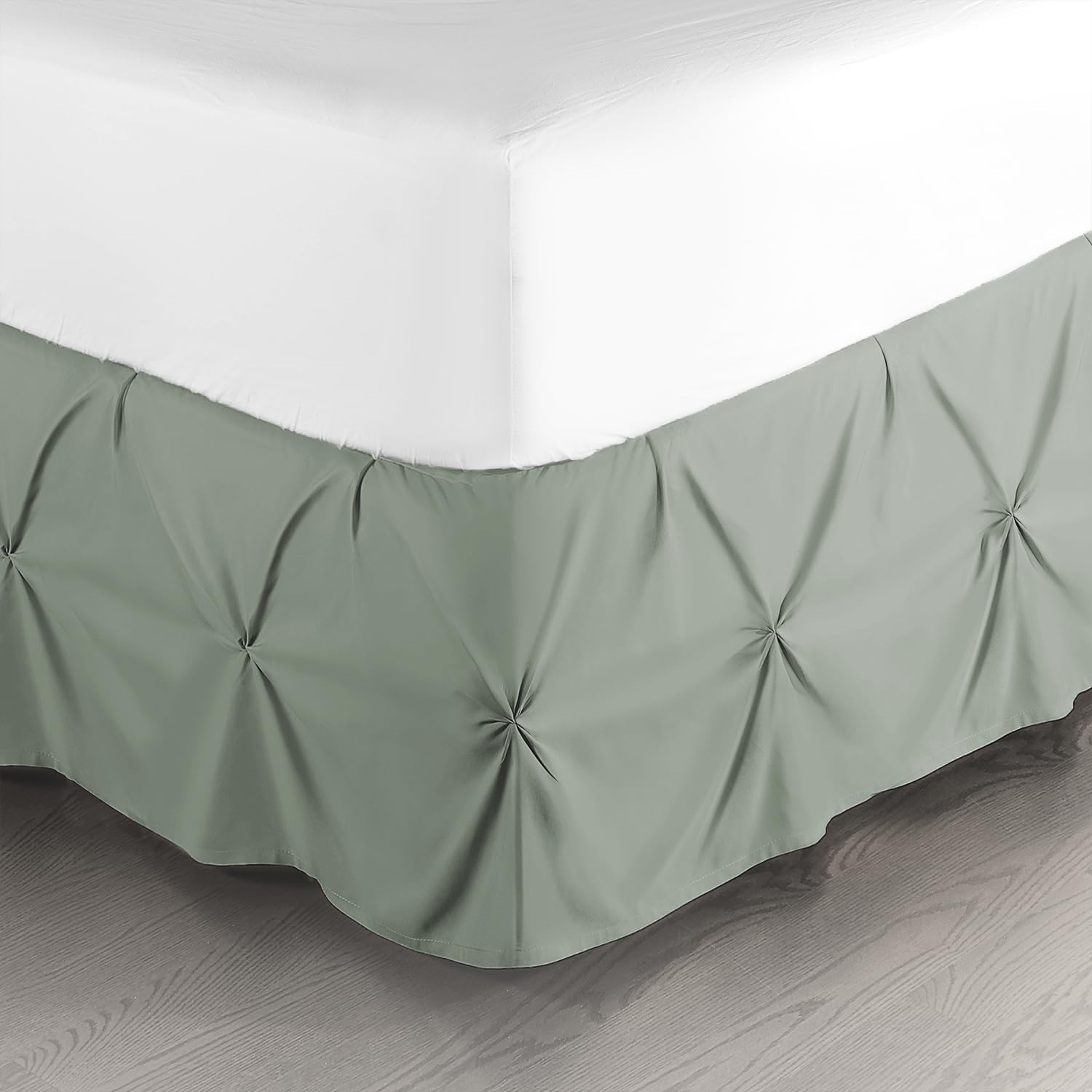 Nestl Sage Green Bed Skirt King Size, Pinch Pleat King Bed Skirt, 14' Inch Drop King Bedskirt, Hotel Quality Sage Green Bed Ski