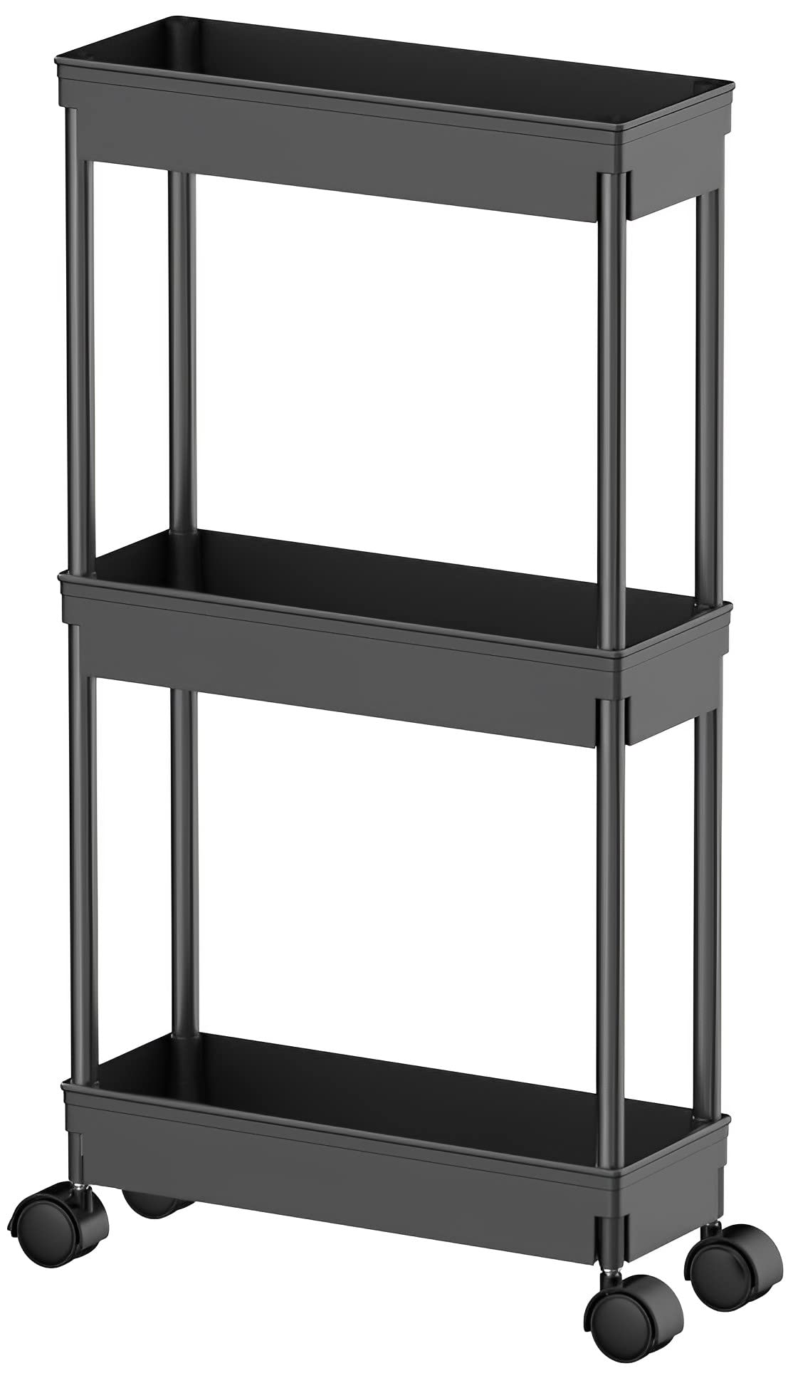 Sooyee 3 Tier Rolling Cart with Wheels,Slim Storage Cart,Narrow Storage Cabinet,Under Desk Storage,Rolling Utility Cart Storage 