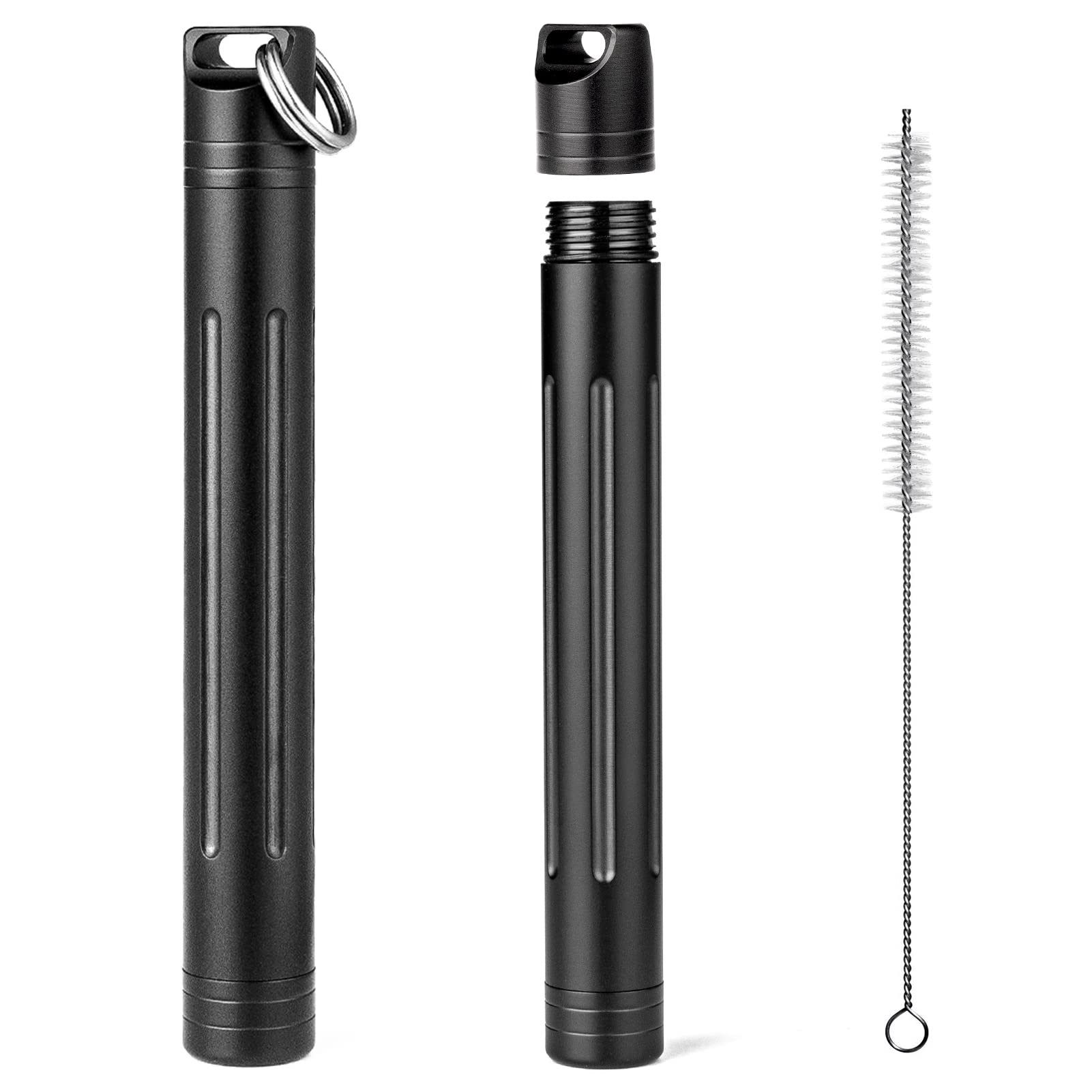 TISUR Titanium Toothpick Holder Portable Waterproof Metal Toothpicks Holder-With Small Key Ring & Mini Tooth Pick Holder Cleanin