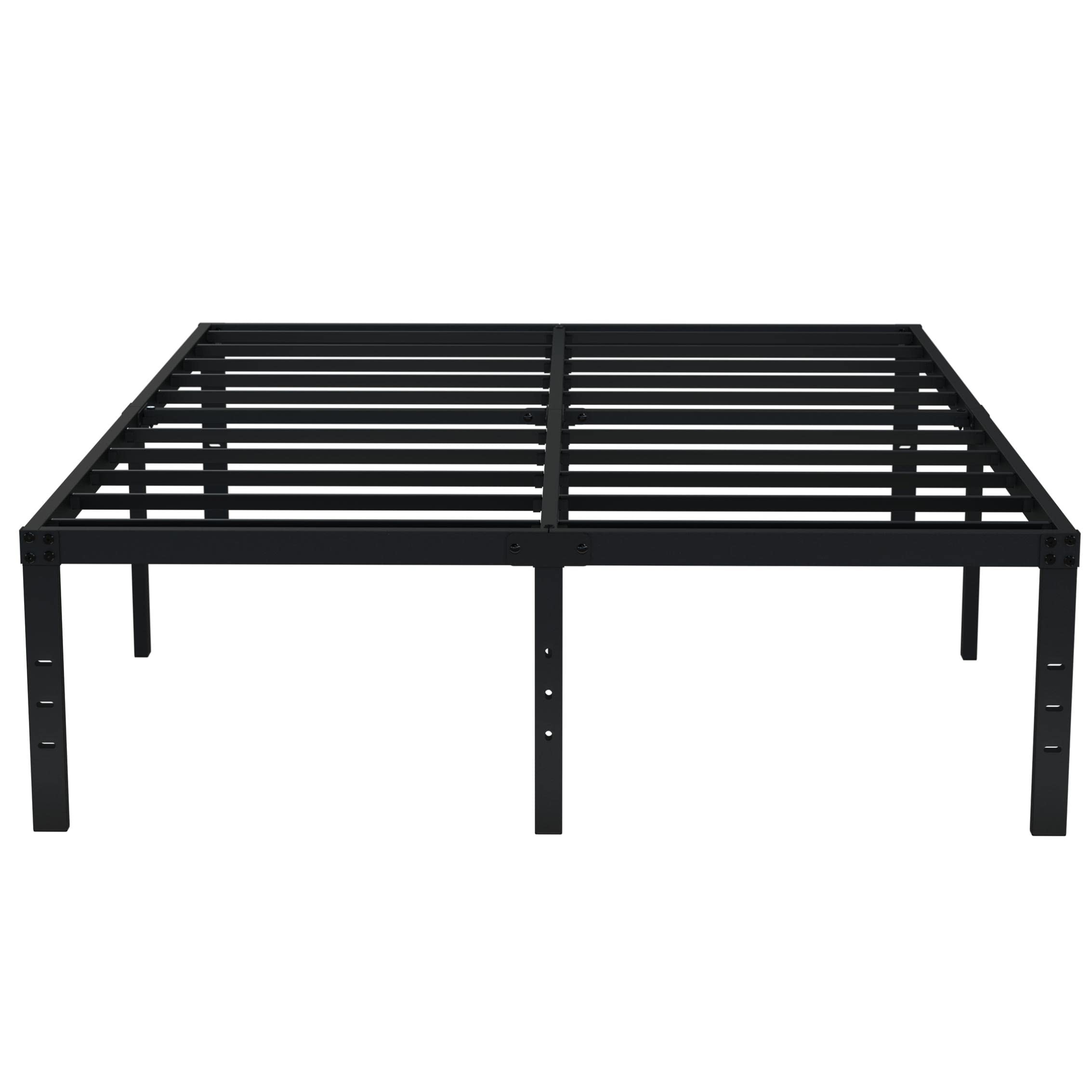 EMODA 18 Inch Tall Full Size Bed Frame with Large Storage Space, Easy Assembly Heavy Duty Metal Platform No Box Spring Needed, N