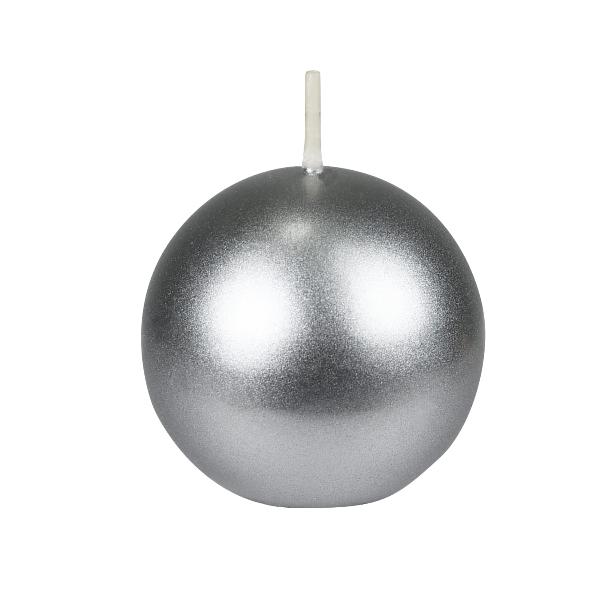 Zest Candle 6-Piece Ball Candles, 3-Inch, Metallic Silver