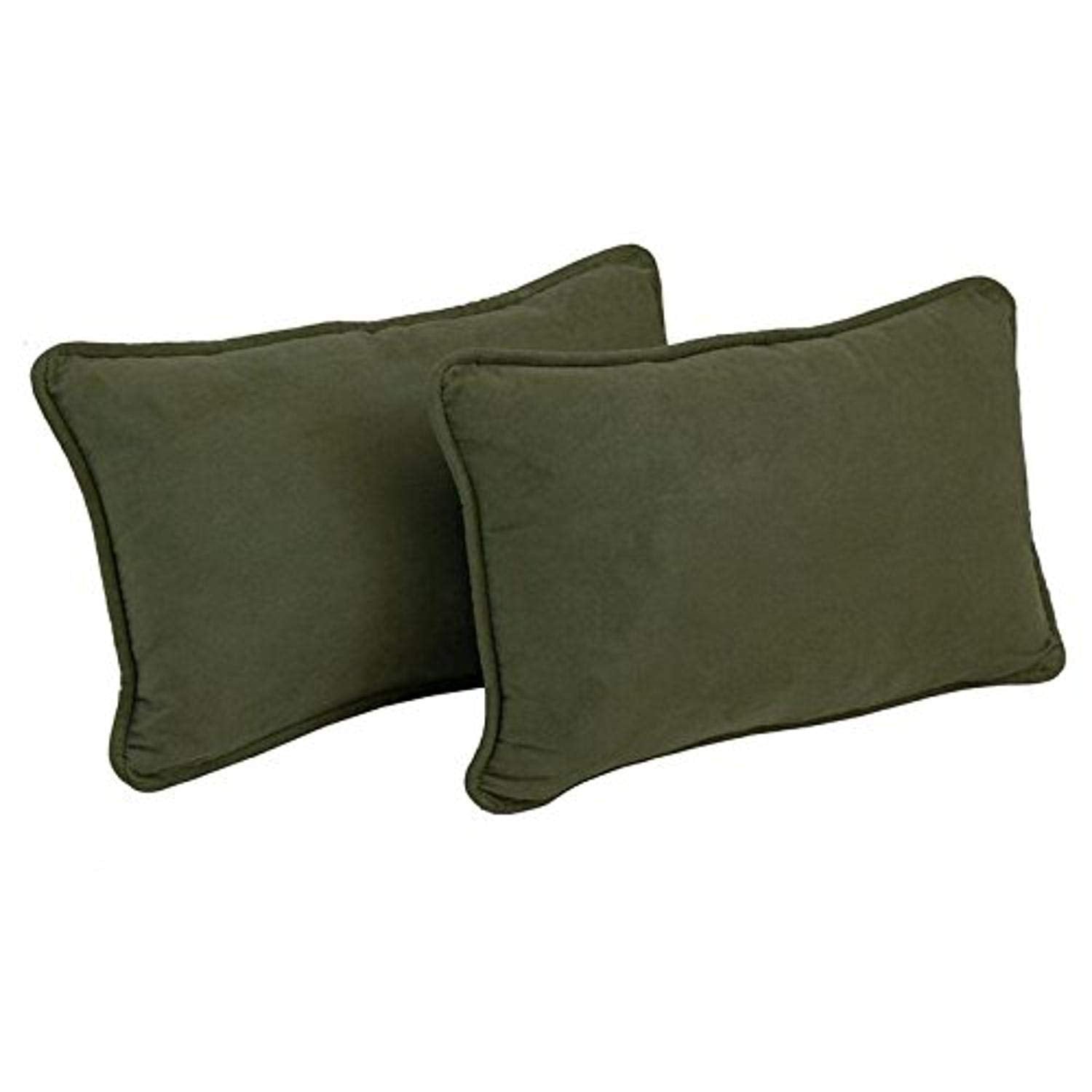 Blazing Needles Corded Solid Microsuede Rectangular Throw Pillows with Inserts (Set of 2), 20" by 12", Hunter Green