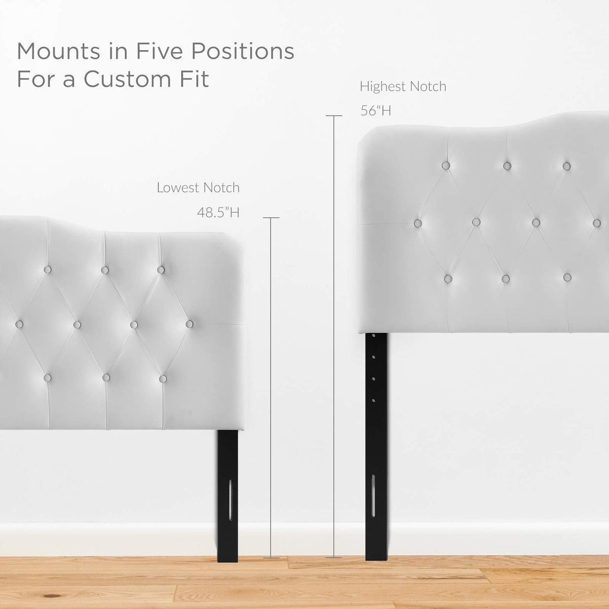 Modway Annabel Tufted Button Faux Leather Upholstered King Headboard in White