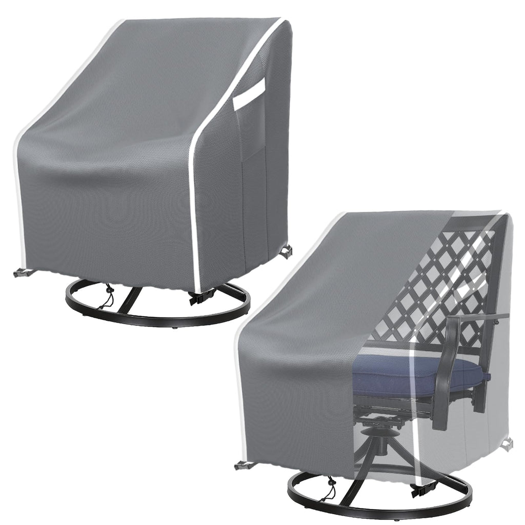 Startwo Outdoor Swivel Chair Cover 2 Pack, Waterproof Outdoor Chair Covers, 30'Wx34'Dx38.5'H Rip-Resistant Patio Swivel Chair Covers, Patio Lawn Chair Cover For Outdoor Furniture, Grey