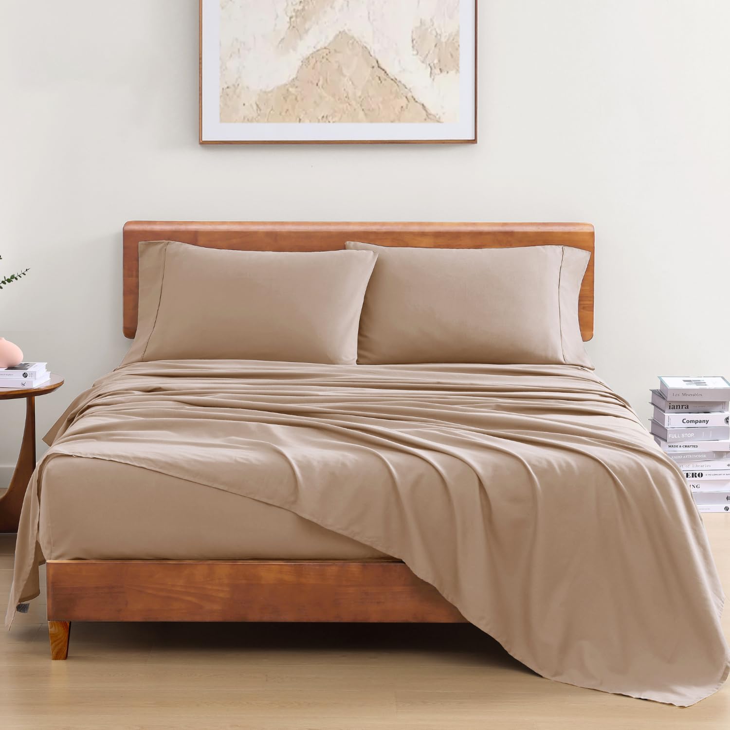 Lane Linen 100% Organic Cotton Fitted Bedsheet For Super King Size Bed  12 Deep Pocket, 1 Elastic Fitted Sheet (78X72) + 2 P