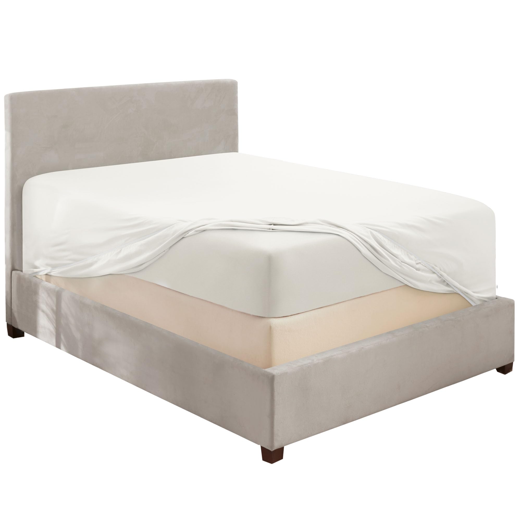 Hearth & Harbor White Fitted Sheet Queen Size, Extra Deep Pocket Queen Fitted Sheet Only, 1800 Microfiber Fitted Bed Sheet, Ultra Soft Fitted Queen Sheet Fits Up To 24 '' Mattress