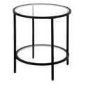 Henn&Hart 20' Wide Round Side Table With Glass Shelf In Brass, Table For Living Room, Bedroom