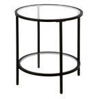 Henn&Hart 20' Wide Round Side Table With Glass Shelf In Brass, Table For Living Room, Bedroom