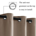 Jiuzhen Taupe Blackout Curtains With Tiebacks - Thermal Insulated, Light Blocking And Noise Reducing Grommet Curtains For Bedroom And Living Room, Set Of 2 Window Curtain Panels, 60 X 63 Inch Length