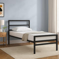 Iafa Furniture Solique Single Metal Bed | 198 X 98 (6.49 Ft X 3.21 Ft) | Diy Assembly | Finish Color Black