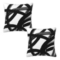 Black And White Striped Throw Pillow Covers 18X18 In Set Of 2, Decorative Abstract Art Boho Line Outdoor Pillow Case Square Cush