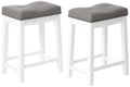 Angel Line Cambridge bar stools, 24 Set of 2, White with Gray Cushion