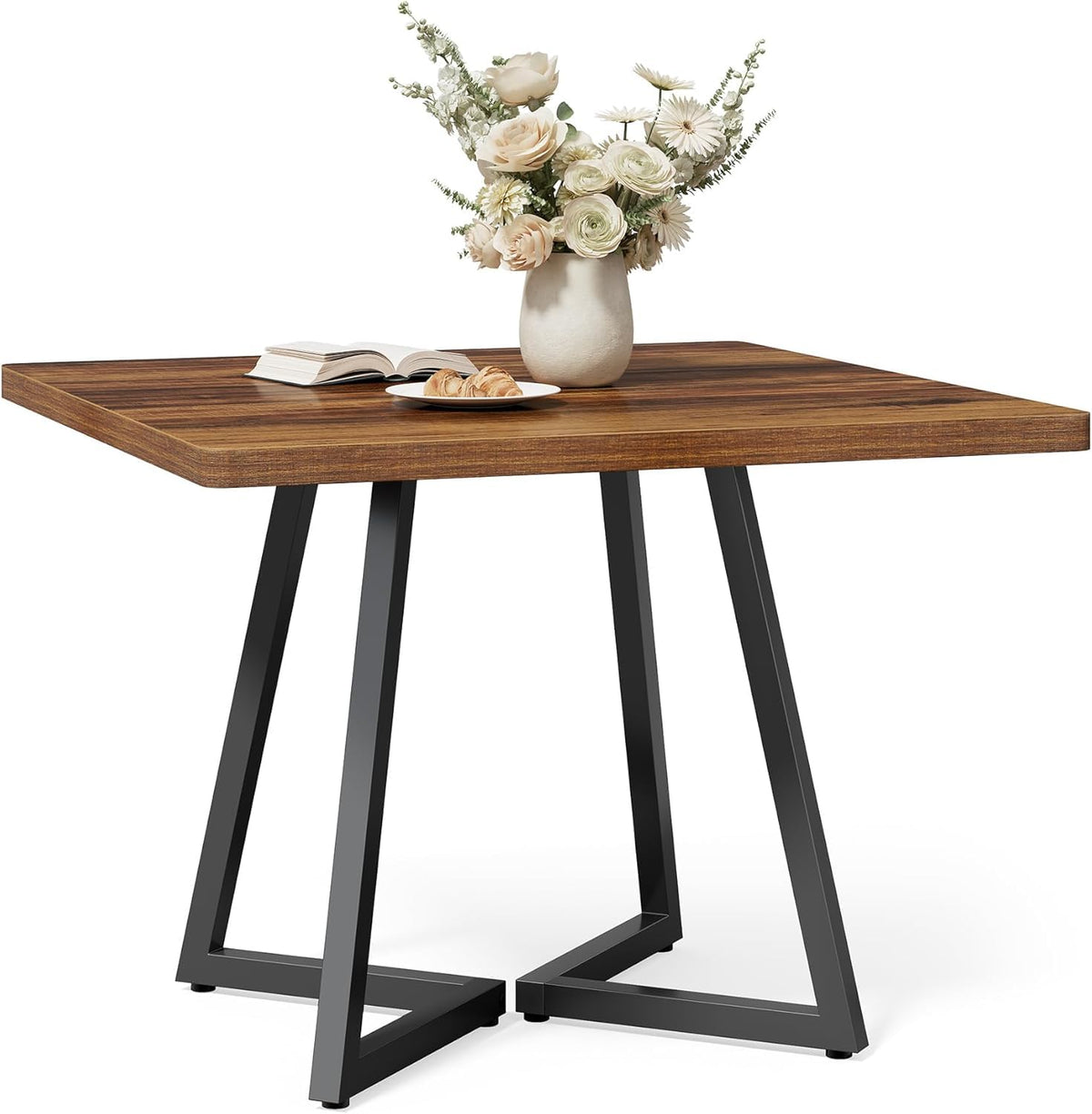 Ogfc 46789 Compact 31.5 Inches Small Dining Table For 4, Square Dinner Table For Small Space, Dining Room Desk, Wooden Kitchen T
