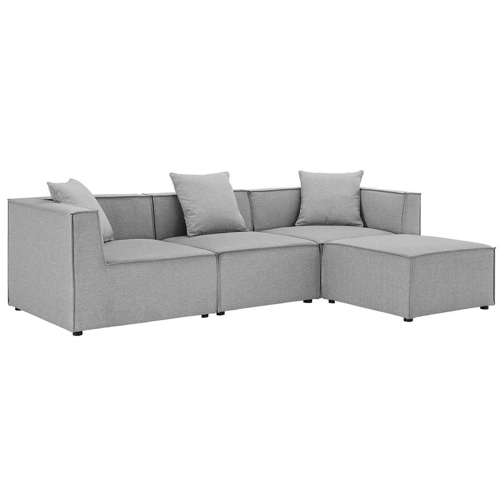 Modway Eei-4380-Gry Saybrook Patio Upholstered 4-Piece Sectional Sofa In Gray, Grey