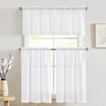 jinchan Linen Kitchen Curtains and Valance Set Tier Curtains 24 Inch Length for Cafe Living Room Bedroom Bathroom Farmhouse Rust