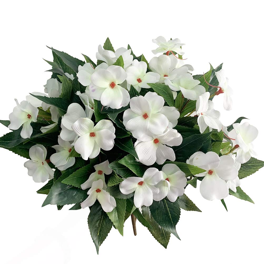 Lopkey Artificial Impatiens Bouquet Flower Patio Lawn Garden Wedding Photo Decor(2Pcs)