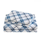 Comfort Spaces Cotton Flannel Breathable Warm Deep Pocket Sheets with Pillow Case Bedding, King, Blue Plaid 4 Piece