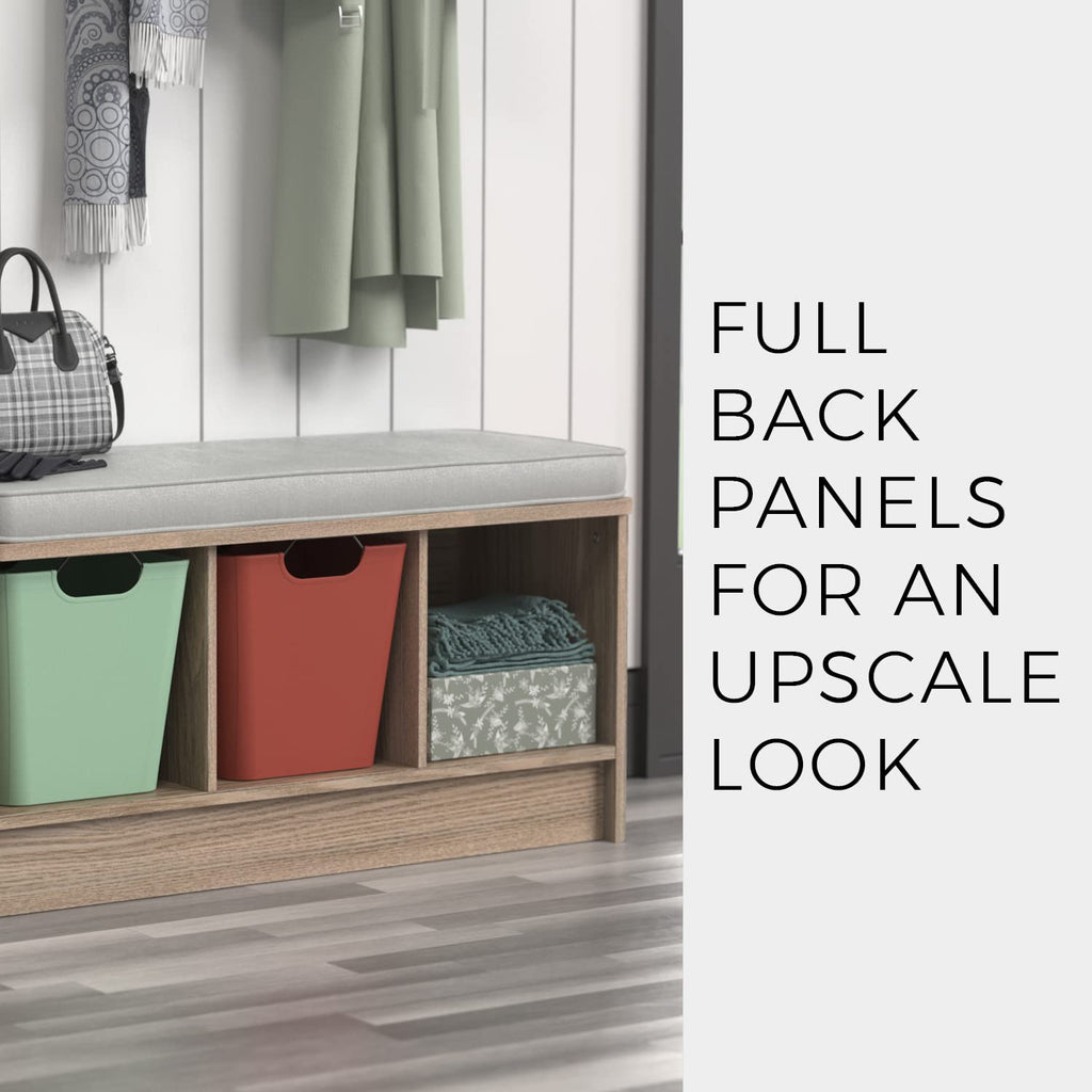 Closetmaid 3258 Cubeicals 3-Cube Storage Bench, Natural Gray With Gray Cushion