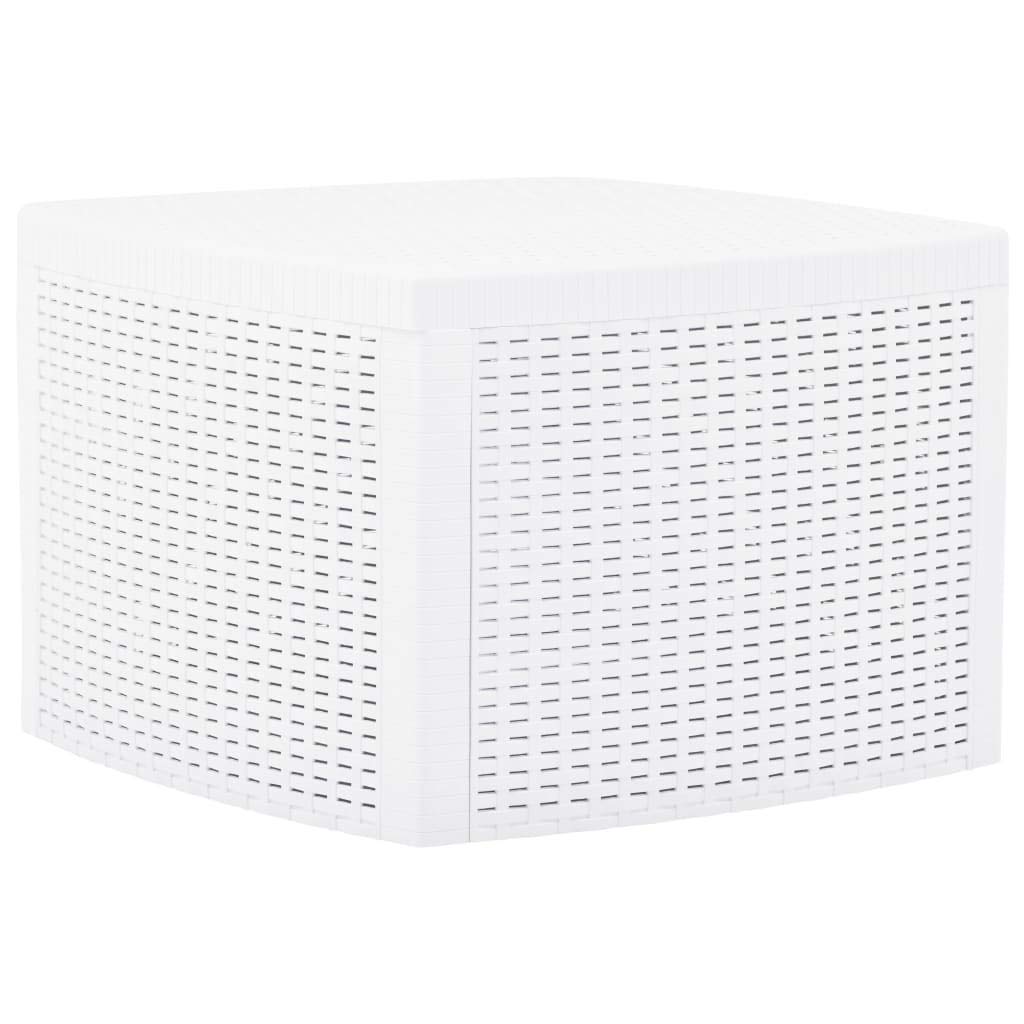 vidaXL Outdoor Side Table Patio End Coffee Table with Storage Plastic White