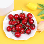 Baolaili 20Pcs Red Artificial Cherries, Fake Fruit Decor Simulation Cherry Model Lifelike Fruit Cherry Ornament, Home Kitchen Pa
