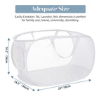 2 Pcs Durable Collapsible Laundry Baskets - Reinforced Mesh Pop Up Laundry Hamper With Pocket, Foldable Dirty Clothes Hamper Wit