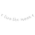 Glitter Silver Two the Moon Banner Kids Second Birthday Party Bunting Garland