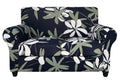 Searchi Stretch Sofa Cover Printed Couch Cover, Floral Pattern 3 Pieces Loveseat Slipcover With 2 Separate Cushion Cover, Washable Furniture Protector For Living Room(Loveseat, Navy Blue)