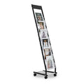 VEVOR Brochure Display Rack, Narrow 6-Tier Magazine Literature Display Stand with Wheels, Metal Floor Standing Magazine Rack, Mo