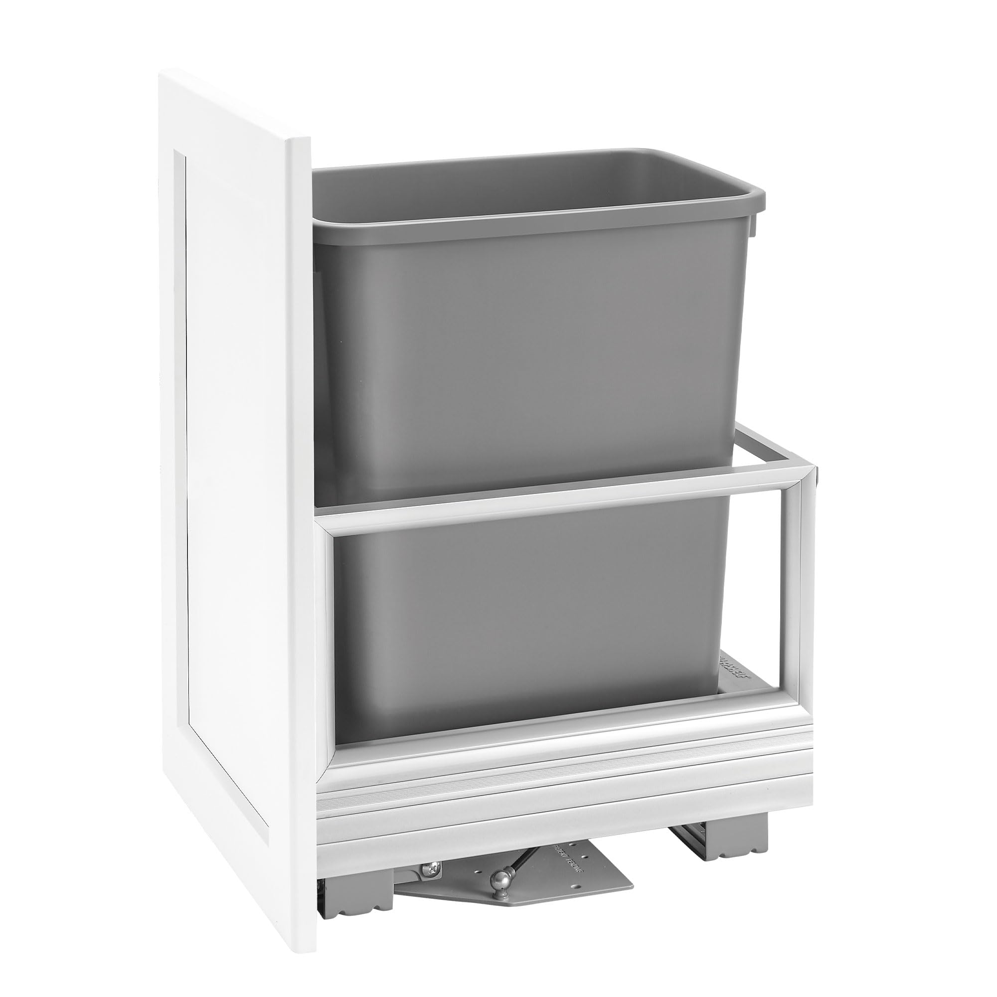 Rev-A-Shelf 35 Qt Pull-Out Trash Can for Base Kitchen Cabinets, Storage Garbage Bin on a Wire Basket with Soft Close, Single, Gr