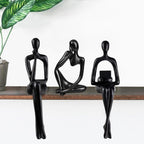 Prettidecor Gold Home Decor Thinker Statue Accents, Set of 3 Thinker Sculptures Office Decor Modern Abstract Resin Decoration on