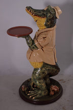 AFD Home Crocodile Butler Statue Novelty Decor Multicolored Fiberglass 39"