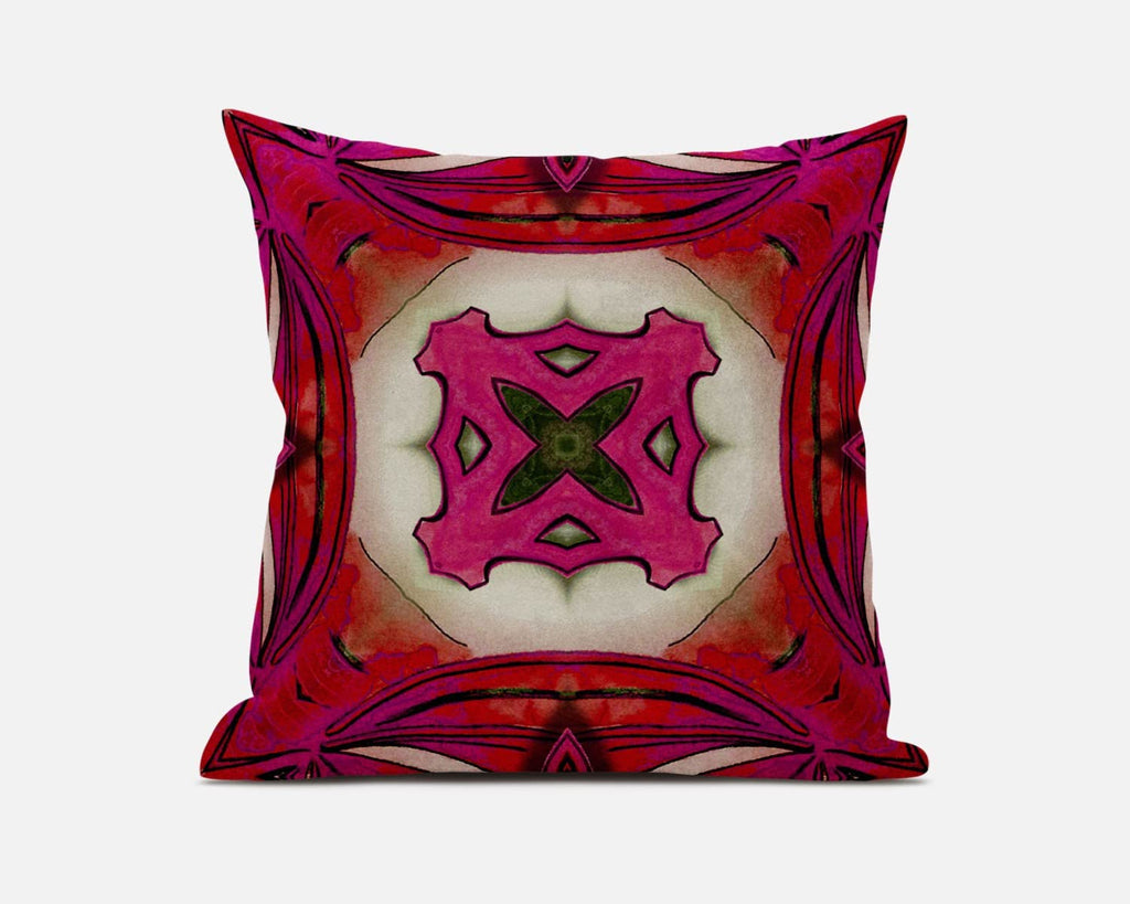 HomeRoots 18â€ Hot Pink Geo Tribal Suede Throw Pillow