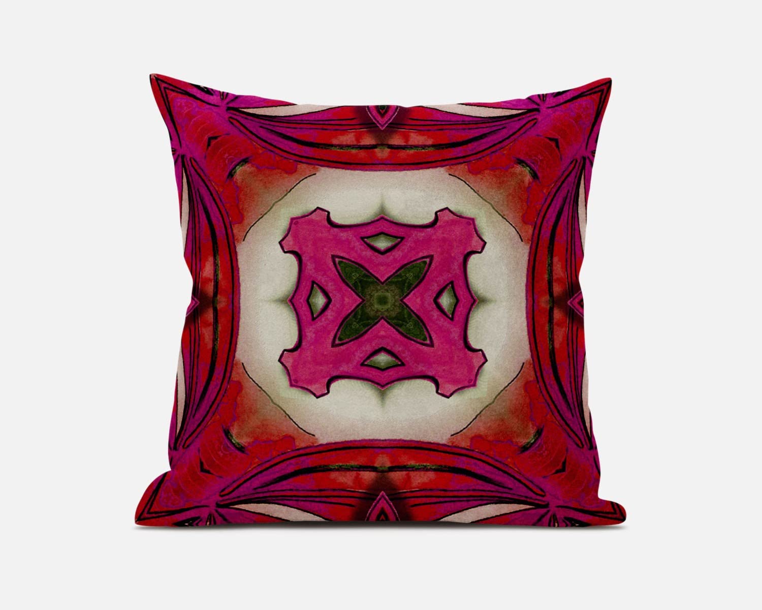 HomeRoots 18â€ Hot Pink Geo Tribal Suede Throw Pillow
