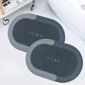 Story@Home 2 Pc Rubber Oval Bath Mat 4 Mm, AntiSkid Water Soaking Bathroom Rug Door, Floor Mat, Soft Quick Dry Water Absorbent 