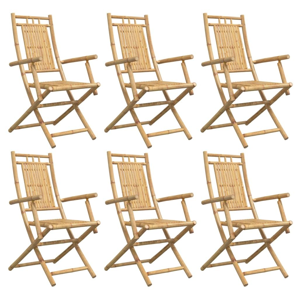 vidaXL Garden Chairs, Pack of 6, Garden Chairs with Armrests, Foldable, Dining Chair, Folding Chair for Garden, Patio, Patio Chair, Garden Furniture Chair, Bamboo