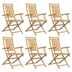 vidaXL Garden Chairs, Pack of 6, Garden Chairs with Armrests, Foldable, Dining Chair, Folding Chair for Garden, Patio, Patio Chair, Garden Furniture Chair, Bamboo