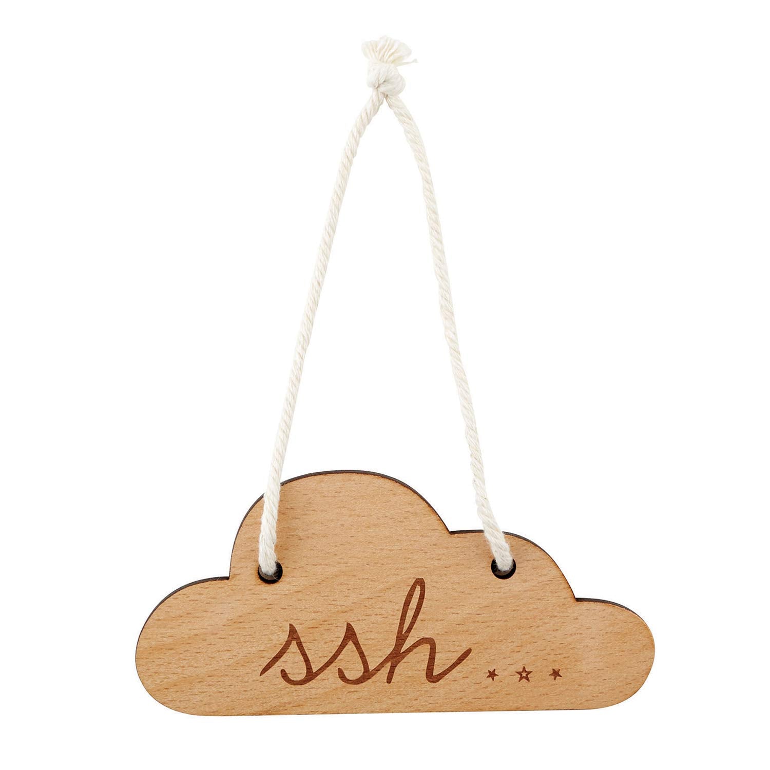 Stephan Baby Hanging Beechwood Nursery Sign Available in 4 Designs, Cloud-Shaped 'SSH'