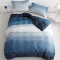 Wellboo Blue White Gradient Comforter Sets Full Solid Ocean Sea Blue Bedding Comforters Cotton Modern Plain White And Sky Blue G