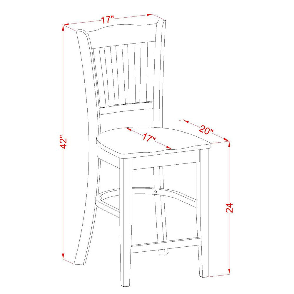 East West Furniture EDGR5-WHI-W 5 Piece Kitchen Counter Height Dining Table Set Includes a Round Wooden Table with Pedestal and 4 Dining Chairs, 30x30 Inch, Buttermilk & Cherry