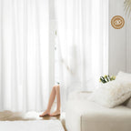 Homeideas Non-See-Through White Privacy Sheer Curtains, 52 X 96 Inches Long 2 Panels Sheer Curtains Light Filtering Window Drapes For Bedroom Living Room