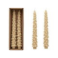 Creative Co-Op Unscented Tree Shaped Taper Candles, Eggnog Beige, Boxed Set Of 2