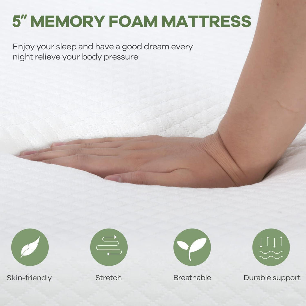 Nchanmar 5 Inch King Gel Memory Foam Mattress Pressure Relieving, Cooling Gel Foam, Certipur-Us Certified, Bed-In-A-Box, Pressur