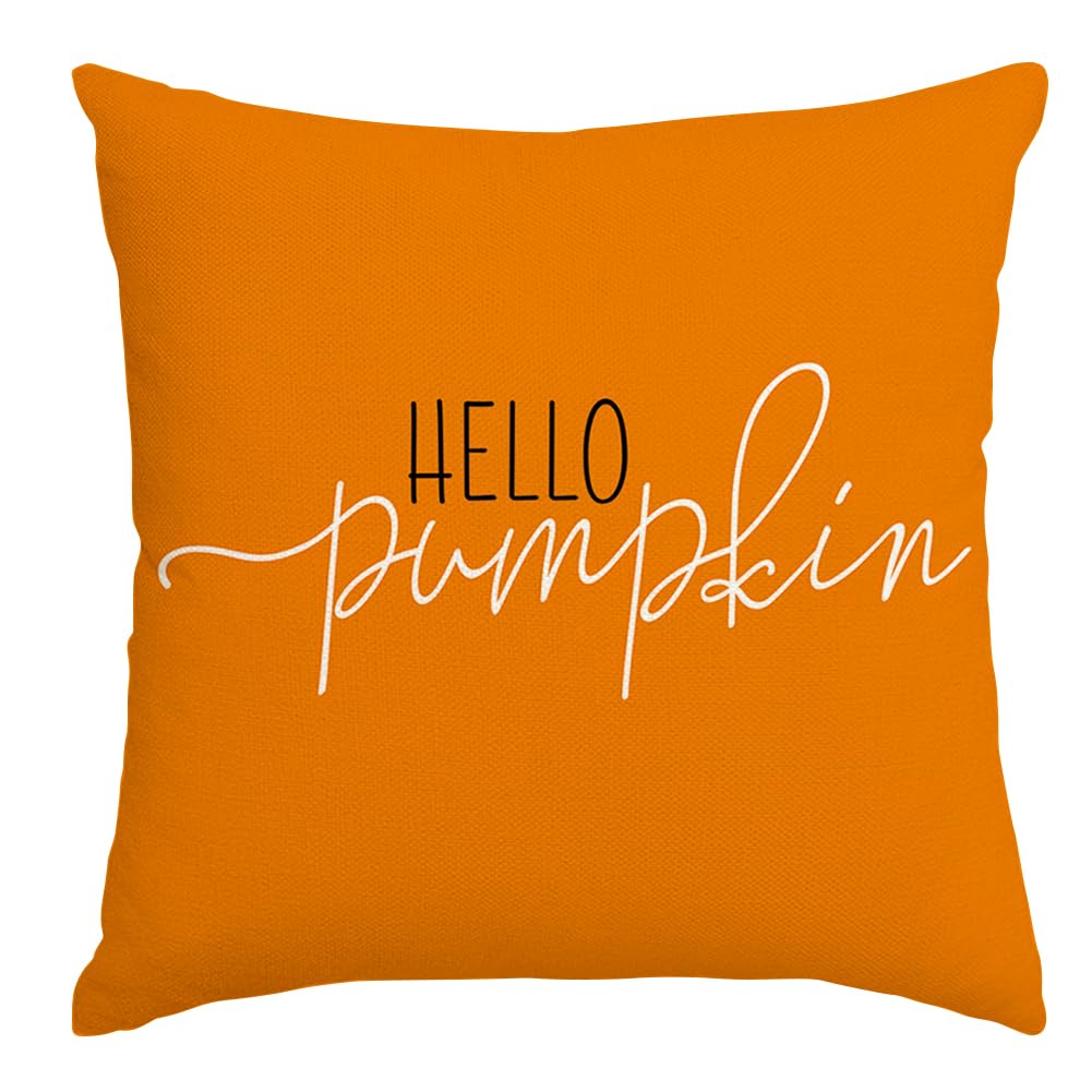 Rabusofa Fall Pillows Covers 18X18 Autumn Hello Pumpkin Pillows Decorative Throw Pillows,Lumbar Outdoor Thanksgiving Cushion Cov
